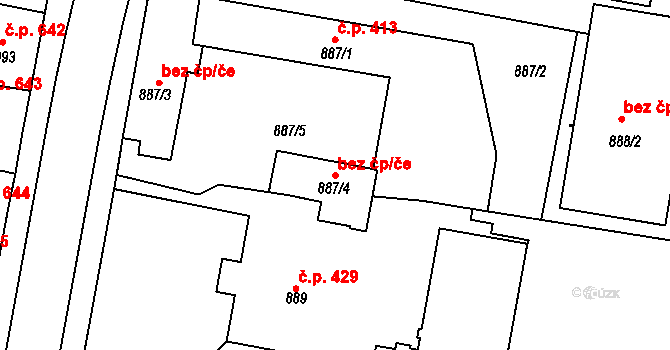 Třešť 44521006 na parcele st. 887/4 v KÚ Třešť, Katastrální mapa