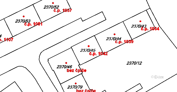 Předměstí 1042, Opava na parcele st. 2370/45 v KÚ Opava-Předměstí, Katastrální mapa