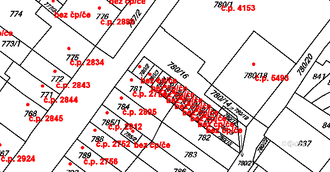 Chomutov 45053006 na parcele st. 780/5 v KÚ Chomutov II, Katastrální mapa