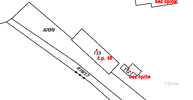 Jemčina 18, Hatín na parcele st. 113 v KÚ Hatín, Katastrální mapa