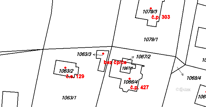 Zruč-Senec 48855006 na parcele st. 1063/3 v KÚ Senec u Plzně, Katastrální mapa