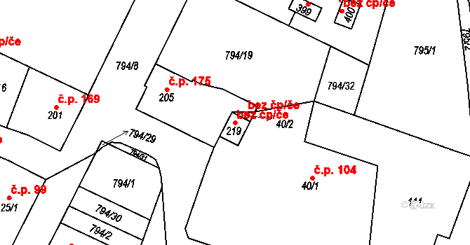 Mlázovice 49219006 na parcele st. 219 v KÚ Mlázovice, Katastrální mapa