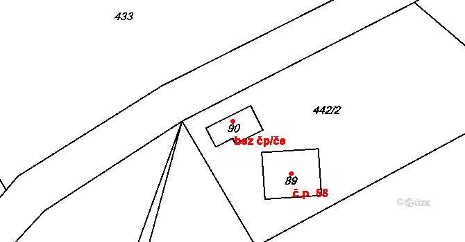 Věcov 50248006 na parcele st. 90 v KÚ Jimramovské Pavlovice, Katastrální mapa