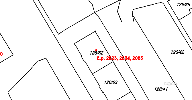 Horní Litvínov 2023,2024,2025, Litvínov na parcele st. 126/62 v KÚ Horní Litvínov, Katastrální mapa