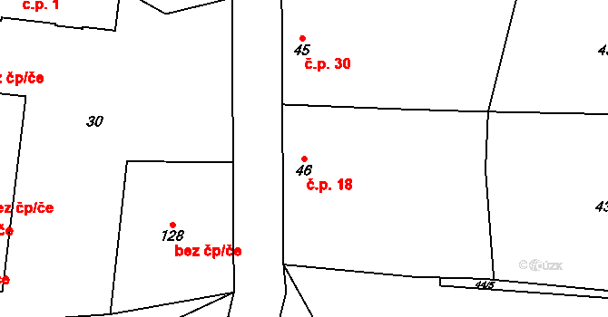 Malá Lečice 18, Bojanovice na parcele st. 46 v KÚ Malá Lečice, Katastrální mapa