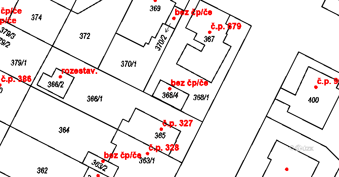 Plzeň 81567006 na parcele st. 368/4 v KÚ Lobzy, Katastrální mapa