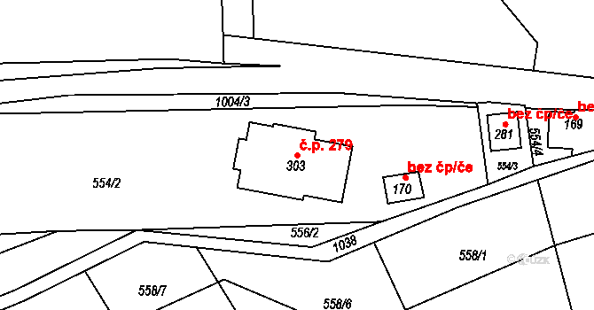 Štěpánov nad Svratkou 279 na parcele st. 303 v KÚ Štěpánov nad Svratkou, Katastrální mapa