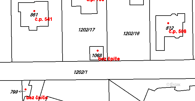Zlín 83801006 na parcele st. 1068 v KÚ Kudlov, Katastrální mapa