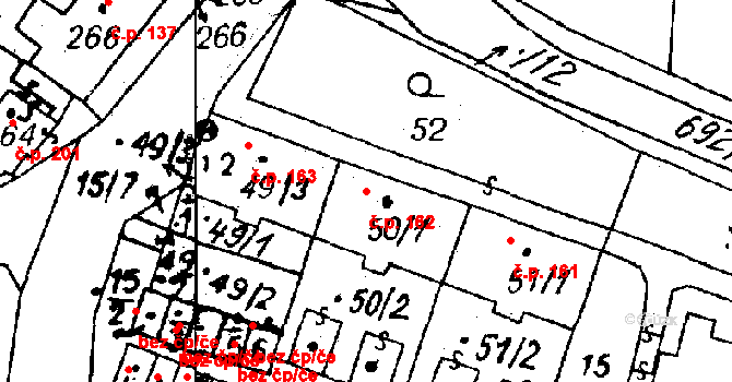 Vlkýš 162, Heřmanova Huť na parcele st. 50/1 v KÚ Vlkýš, Katastrální mapa
