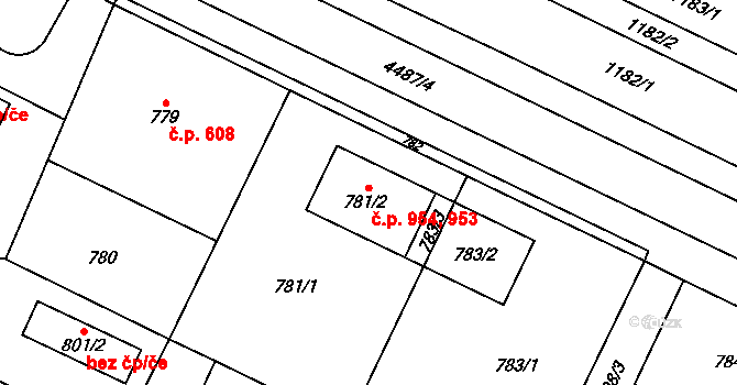 Chotěboř 953,954 na parcele st. 781/2 v KÚ Chotěboř, Katastrální mapa