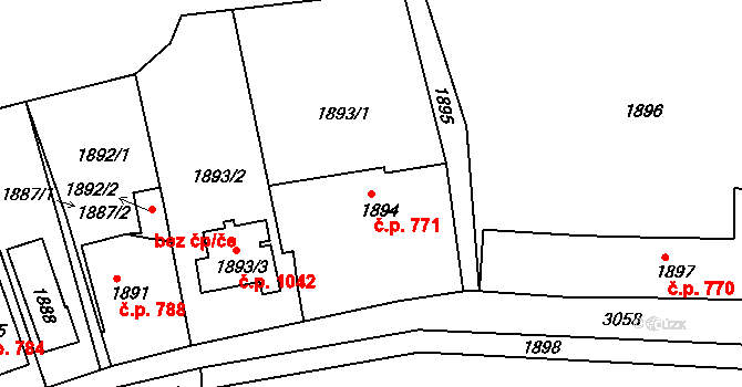 Rychnov nad Kněžnou 771 na parcele st. 1894 v KÚ Rychnov nad Kněžnou, Katastrální mapa