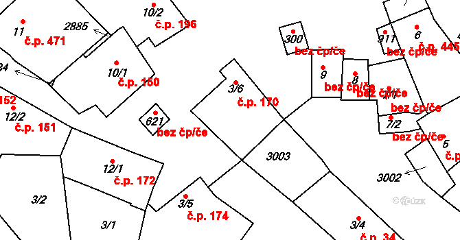 Vrbice 170 na parcele st. 3/6 v KÚ Vrbice u Velkých Pavlovic, Katastrální mapa
