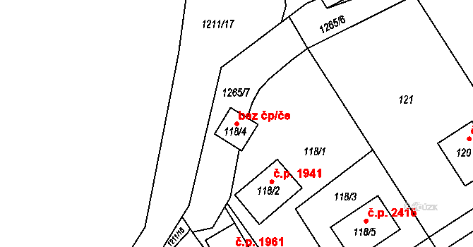 Rožnov pod Radhoštěm 105771007 na parcele st. 118/4 v KÚ Tylovice, Katastrální mapa