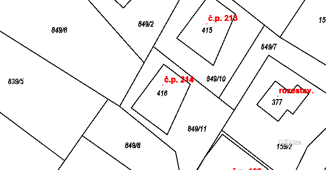 Čistá v Krkonoších 214, Černý Důl na parcele st. 416 v KÚ Čistá v Krkonoších, Katastrální mapa