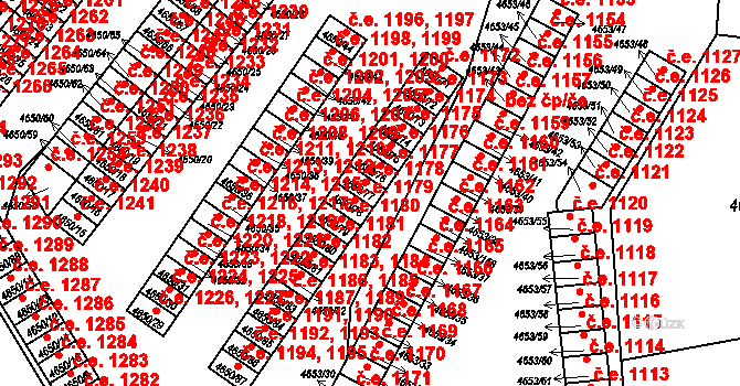 Jihlava 1178 na parcele st. 4650/77 v KÚ Jihlava, Katastrální mapa