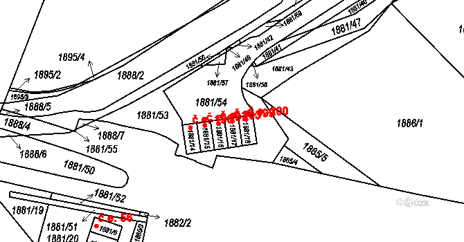 Hrušovany u Brna 199 na parcele st. 1881/17 v KÚ Hrušovany u Brna, Katastrální mapa