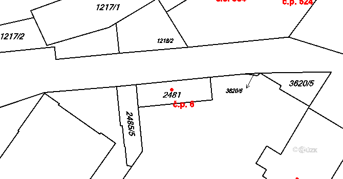 Vyškov-Město 6, Vyškov na parcele st. 2481 v KÚ Vyškov, Katastrální mapa
