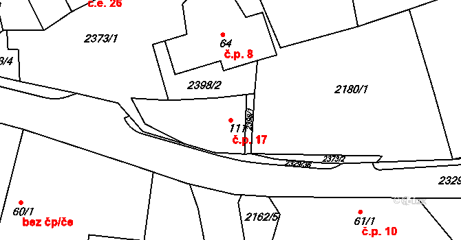 Petroupec 17, Petroupim na parcele st. 111 v KÚ Petroupim, Katastrální mapa