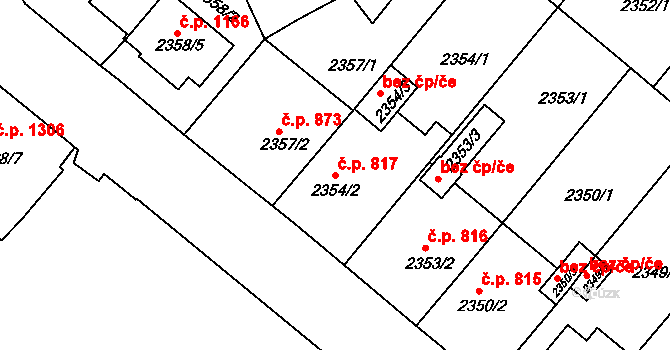 Jindřichův Hradec II 817, Jindřichův Hradec na parcele st. 2354/2 v KÚ Jindřichův Hradec, Katastrální mapa