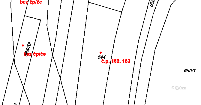 Osek 162,163 na parcele st. 644 v KÚ Osek u Hořovic, Katastrální mapa