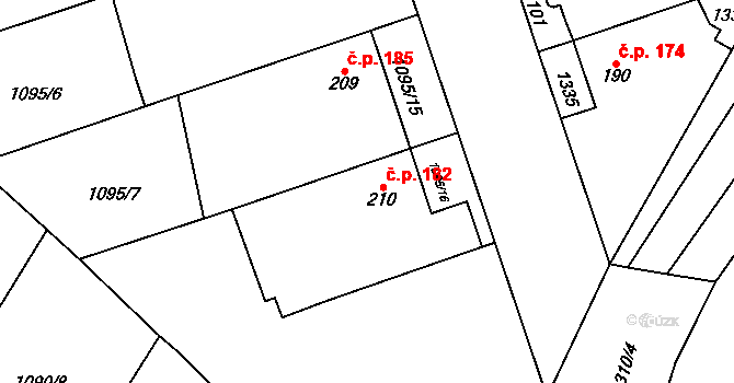 Pňovice 182 na parcele st. 210 v KÚ Pňovice, Katastrální mapa