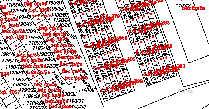 Bechyně 391 na parcele st. 1193/16 v KÚ Bechyně, Katastrální mapa