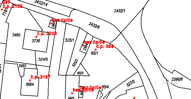 Hořice 384 na parcele st. 65/1 v KÚ Hořice v Podkrkonoší, Katastrální mapa