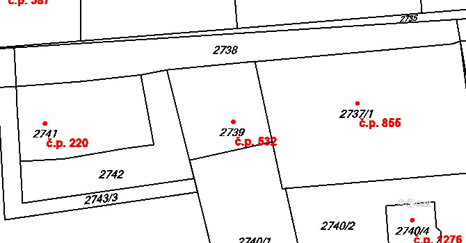 Dolní Lutyně 532 na parcele st. 2739 v KÚ Dolní Lutyně, Katastrální mapa