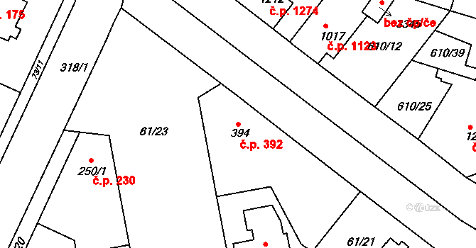 Litol 392, Lysá nad Labem na parcele st. 394 v KÚ Litol, Katastrální mapa