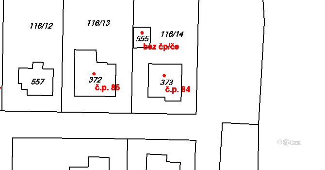 Zdiby 84 na parcele st. 373 v KÚ Zdiby, Katastrální mapa