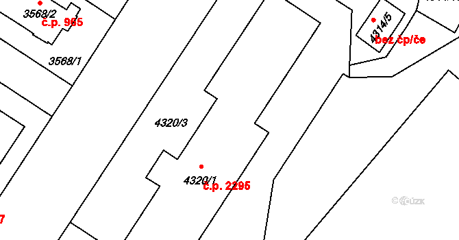 Strašnice 2295, Praha na parcele st. 4320/1 v KÚ Strašnice, Katastrální mapa