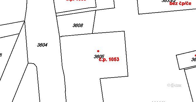 Česká Lípa 1053 na parcele st. 3605 v KÚ Česká Lípa, Katastrální mapa