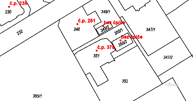 Liberec XI-Růžodol I 378, Liberec na parcele st. 351 v KÚ Růžodol I, Katastrální mapa