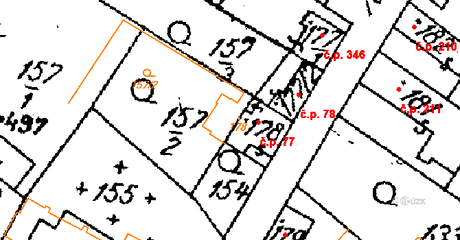Žiželice 77 na parcele st. 178 v KÚ Žiželice nad Cidlinou, Katastrální mapa