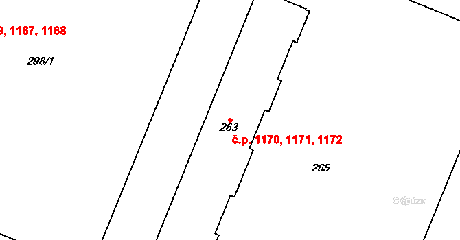 Podlesí 1170,1171,1172, Havířov na parcele st. 263 v KÚ Bludovice, Katastrální mapa