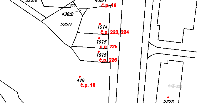 Nové Město 226, Jičín na parcele st. 1016 v KÚ Jičín, Katastrální mapa