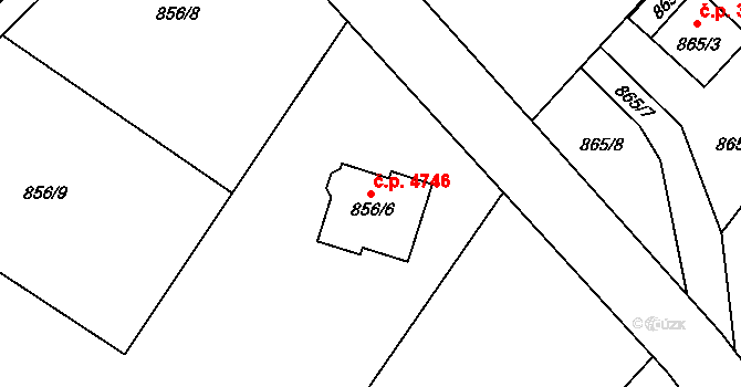 Rýnovice 4746, Jablonec nad Nisou na parcele st. 856/6 v KÚ Rýnovice, Katastrální mapa