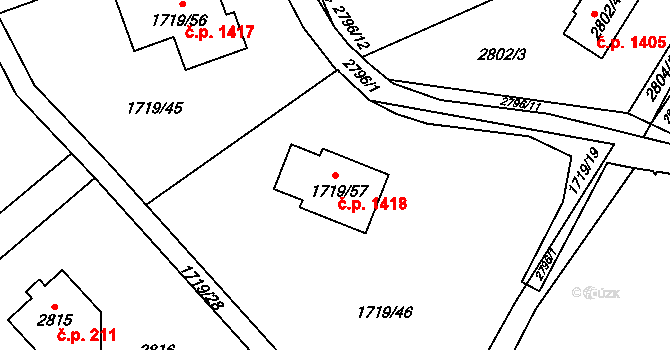 Horní Suchá 1418 na parcele st. 1719/57 v KÚ Horní Suchá, Katastrální mapa