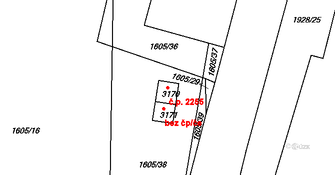 Předměstí 2255, Svitavy na parcele st. 3170 v KÚ Svitavy-předměstí, Katastrální mapa