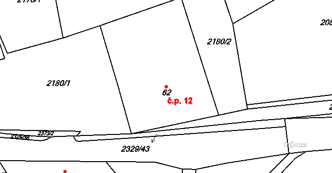 Petroupec 12, Petroupim na parcele st. 62 v KÚ Petroupim, Katastrální mapa