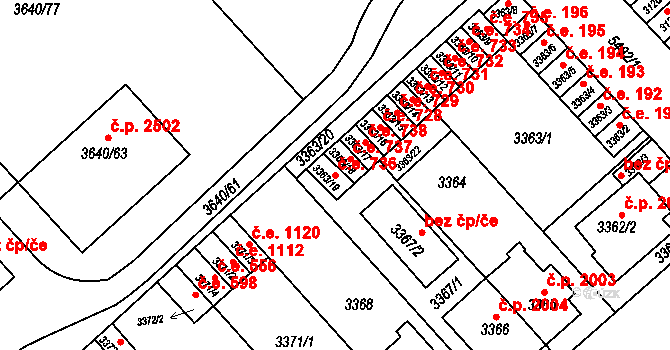 Znojmo 736 na parcele st. 3363/19 v KÚ Znojmo-město, Katastrální mapa