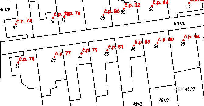 Štěpánov nad Svratkou 81 na parcele st. 85 v KÚ Štěpánov nad Svratkou, Katastrální mapa