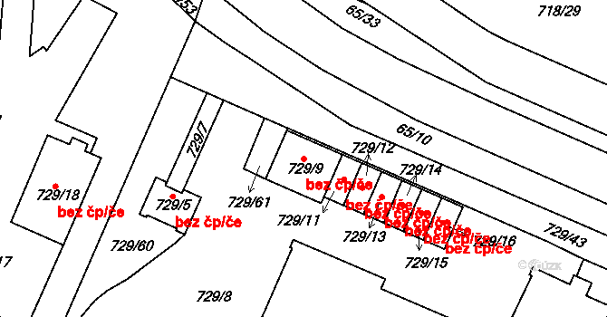 Teplice 39143007 na parcele st. 729/9 v KÚ Teplice-Řetenice, Katastrální mapa