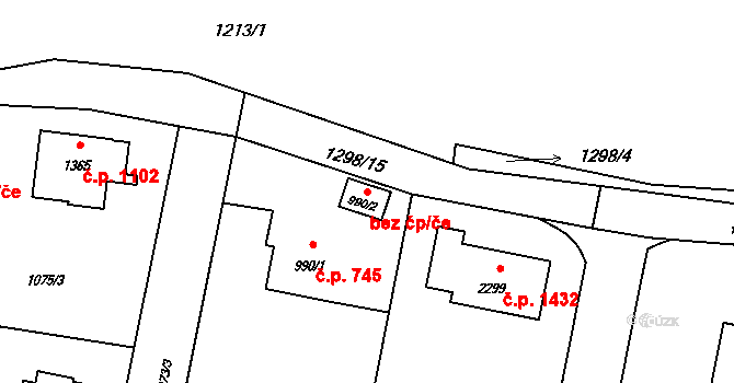 Rožnov pod Radhoštěm 39548007 na parcele st. 990/2 v KÚ Rožnov pod Radhoštěm, Katastrální mapa