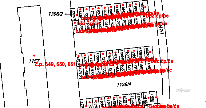 Svitavy 40143007 na parcele st. 1212 v KÚ Čtyřicet Lánů, Katastrální mapa