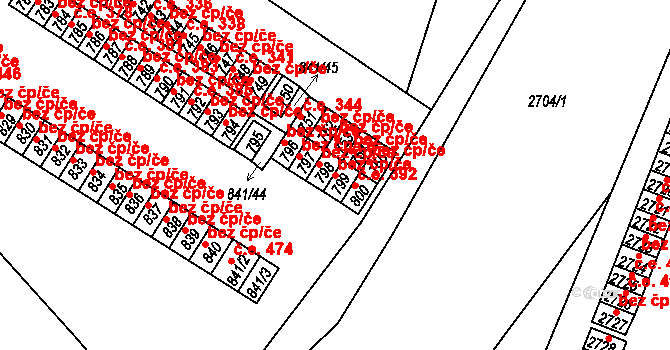 Lovosice 41115007 na parcele st. 799 v KÚ Lovosice, Katastrální mapa
