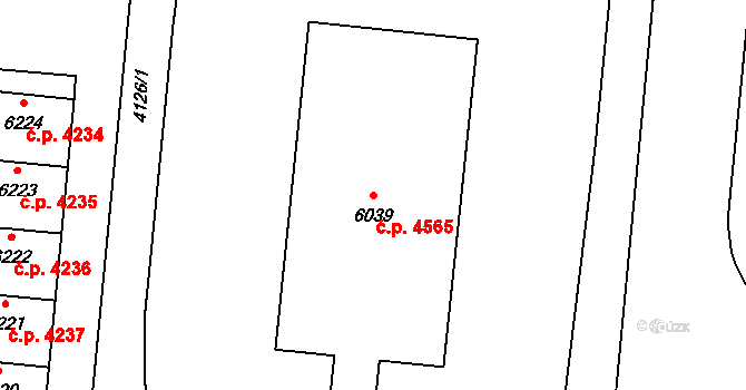 Zlín 4565 na parcele st. 6039 v KÚ Zlín, Katastrální mapa
