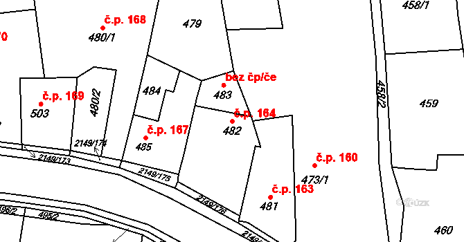 Dolní Benešov 164 na parcele st. 482 v KÚ Dolní Benešov, Katastrální mapa