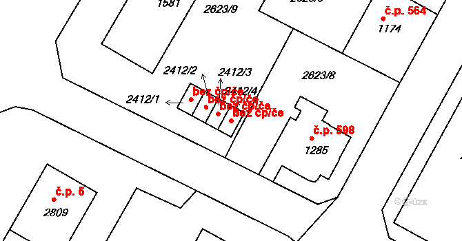 Rokycany 43181007 na parcele st. 2412/4 v KÚ Rokycany, Katastrální mapa