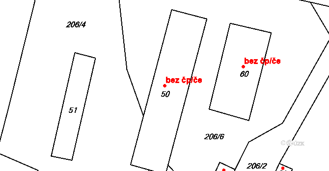 Pelhřimov 43511007 na parcele st. 50 v KÚ Vlásenice-Drbohlavy, Katastrální mapa